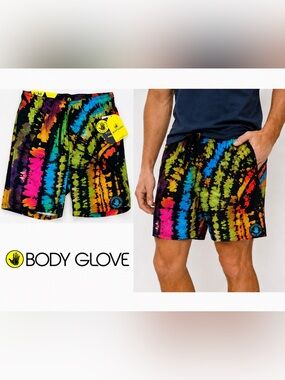 Body Glove Mens Swim Trunks Size Small Tie Dye Hipster Maui UPF 50 NWT